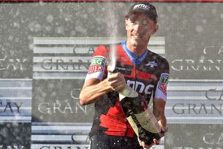 Rohan Dennis (BMC) celebrates his victory of stage 16 time trial at the Vuelta a Espana