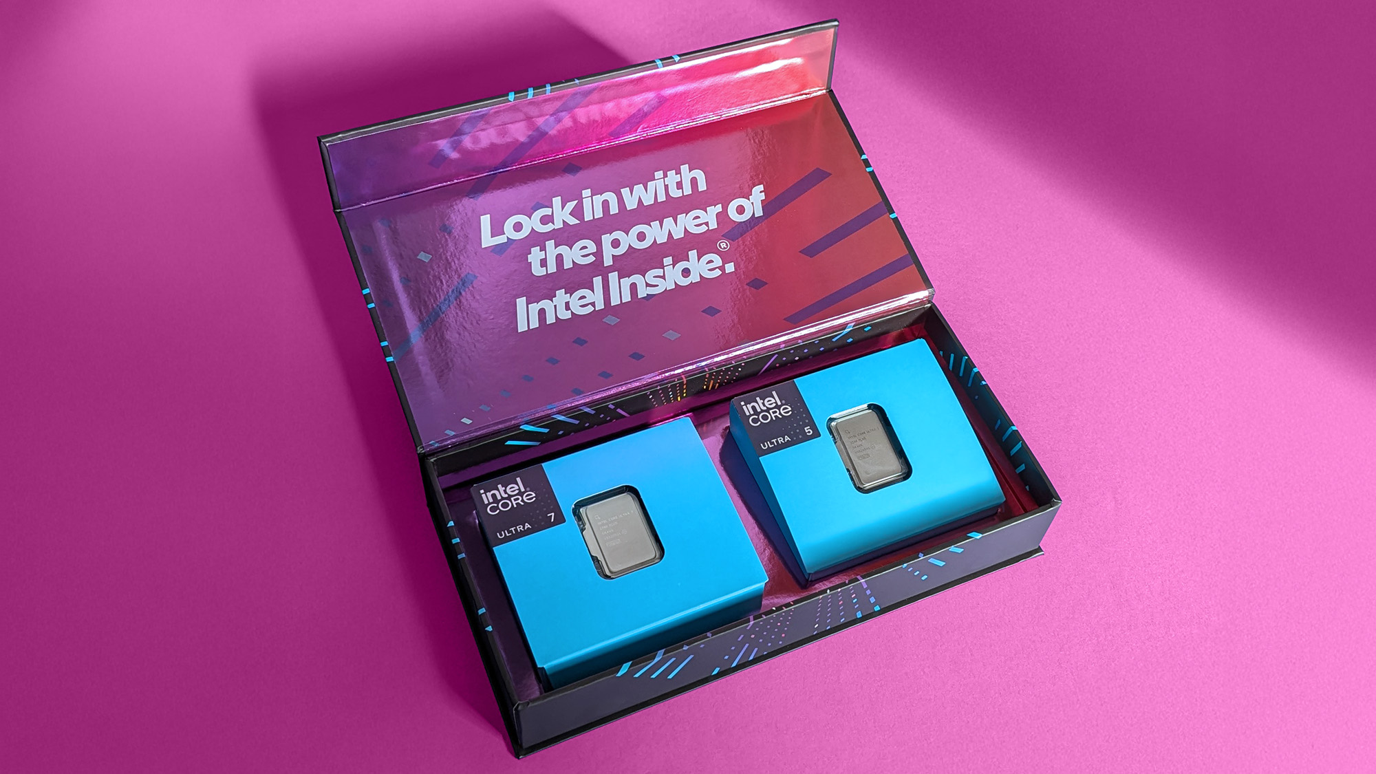 Intel Core Ultra 200S Plus processors in display box