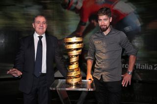 Giro d'Italia director Mauro Vegni and Peter Sagan at the 2020 race presentation.