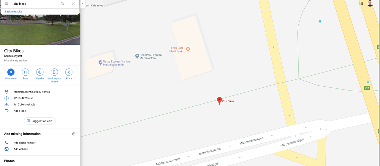 Kartan mukaan vapaana oli yksi kaupunkipy&ouml;r&auml;