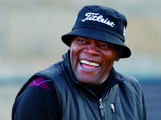 ST.ANDREWS, UNITED KINGDOM - OCTOBER 03: Hollywood actor Samuel L.Jackson on the first tee during the second round of The Alfred Dunhill Links Championship at The Old Course on October 3, 2008 in St.Andrews, Scotland. (Photo by Andrew Redington/Getty Images)
