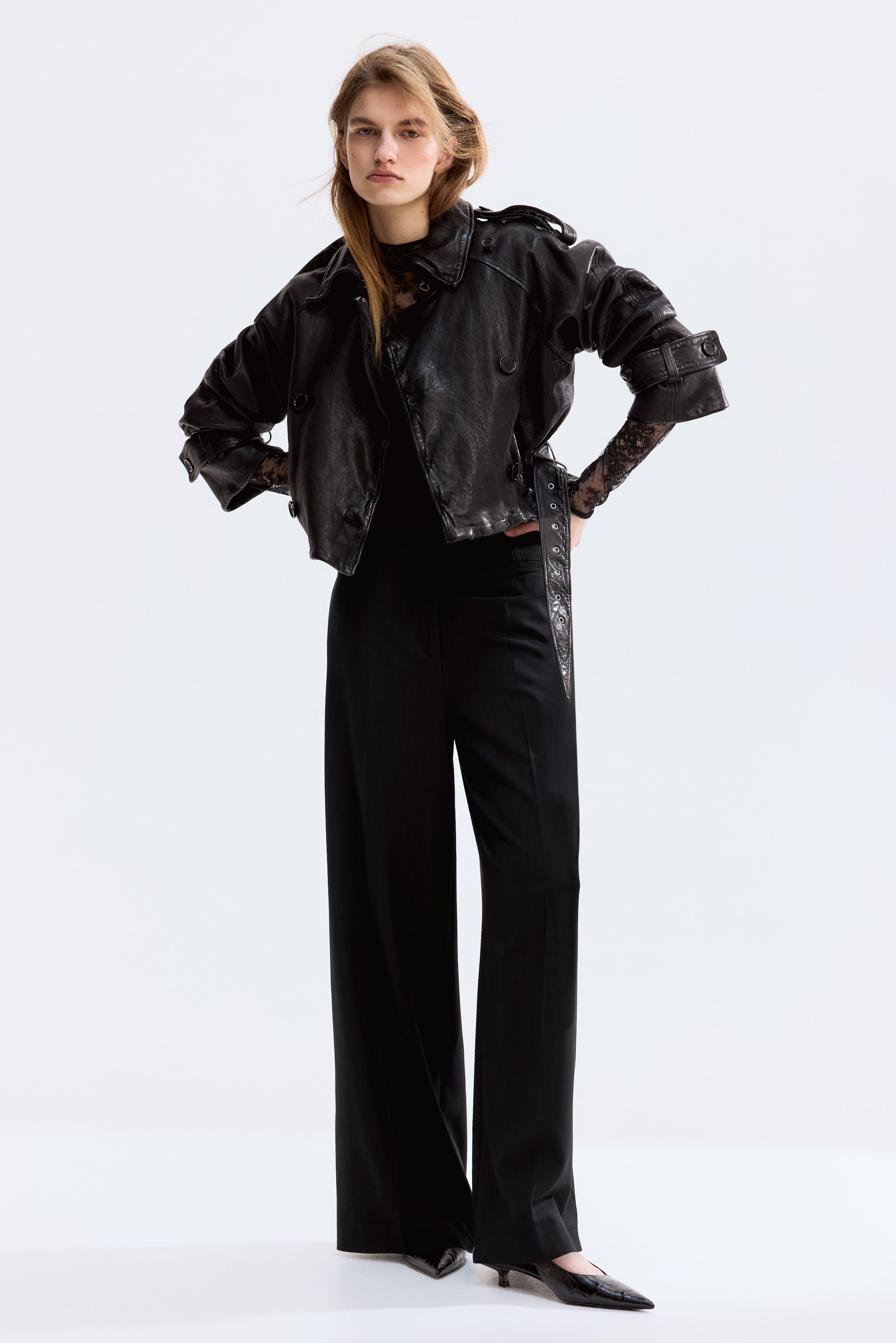 Wide Tailored Trousers - Dark Brown