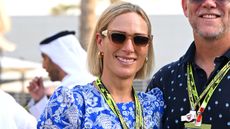 Zara and Mike Tindall in the Paddock during final practice ahead of the F1 Grand Prix of Bahrain at Bahrain International Circuit on April 12, 2025 