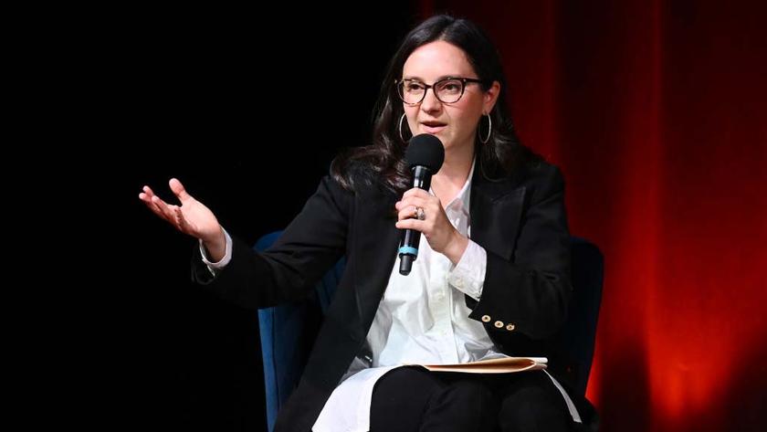 NEW YORK, NEW YORK - NOVEMBER 19: Bari Weiss speaks onstage during Book Club Event With Peggy Noonan on November 19, 2024 in New York City. (Photo by Noam Galai/Getty Images for The Free Press)