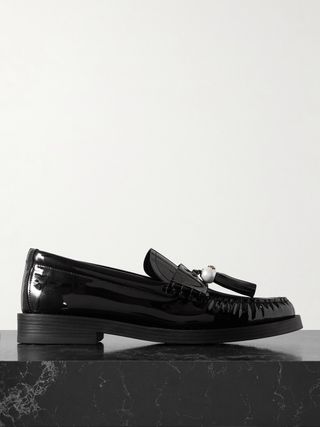 Addie Faux Pearl-Embellished Tasseled Patent-Leather Loafers