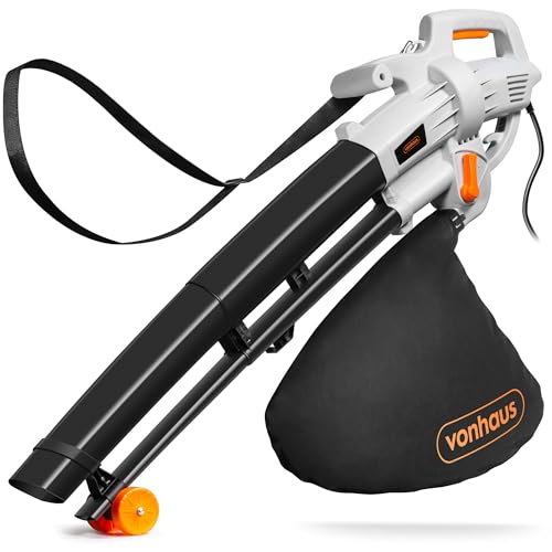Vonhaus Leaf Blower and Vacuum Corded 3000w &amp;ndash; 35l Bag, 10m Cable, Wheels