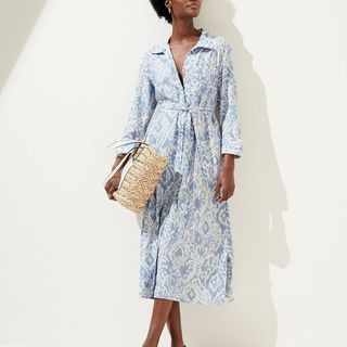 printed linen shirt dress