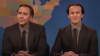 Nicholas Cage and Andy Samburg as Nicolas Cage on Weekend Update.