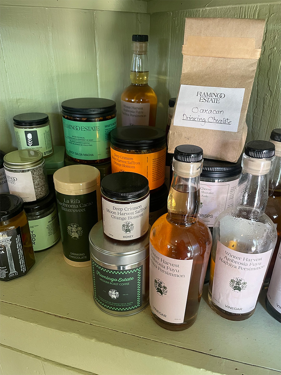the grounds and products at Flamingo Estate