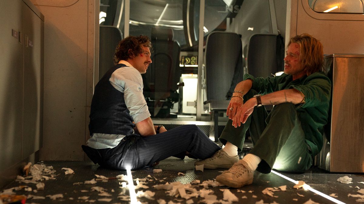 Aaron Taylor-Johnson and Brad Pitt in Bullet Train