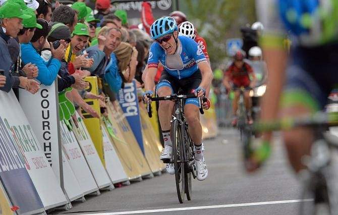 Andrew Talansky (Garmin-Sharp) tries to gain as much time as possible on Alberto Contador (Tinkoff Saxo) and Chris Froome (Sky)