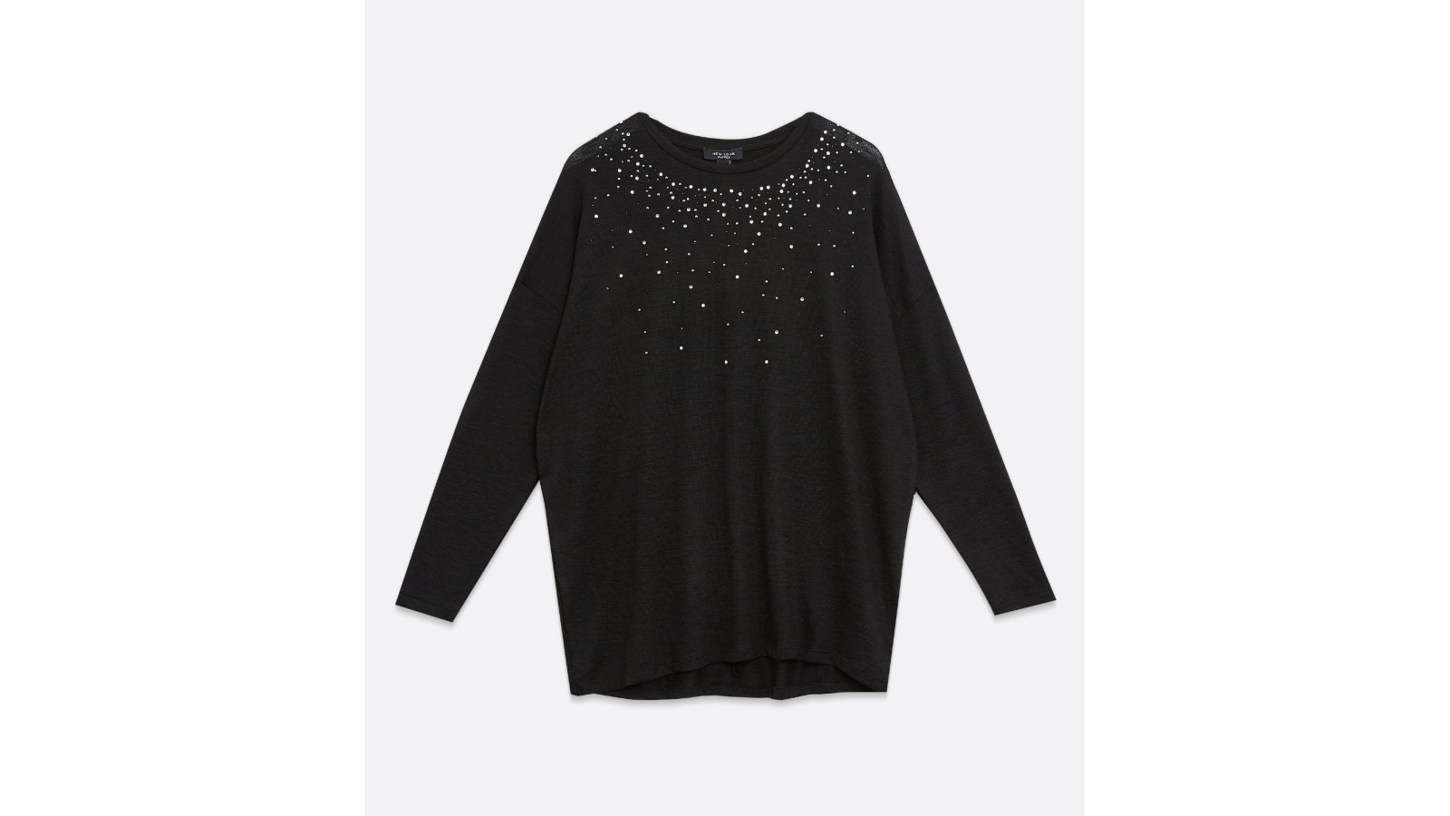 New Look curves black fine diamante top