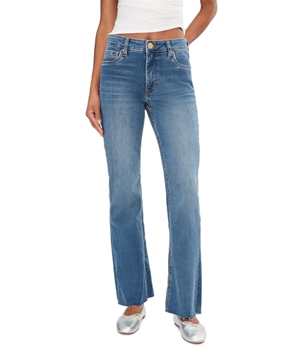 Kut From the Kloth Womens Kelly High-Rise Fab Ab Kick Flare Inset Leg in Senses Senses 00 31