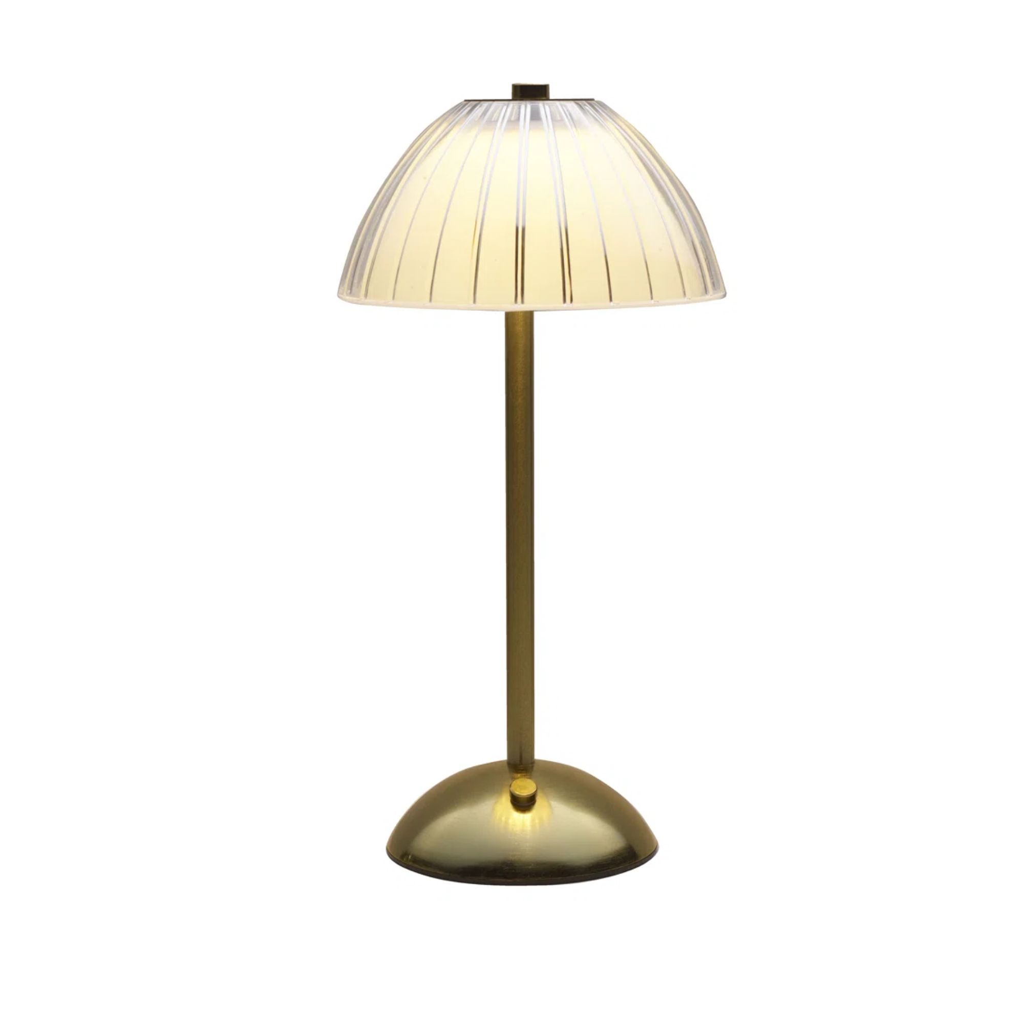 a brushed gold portable lamp