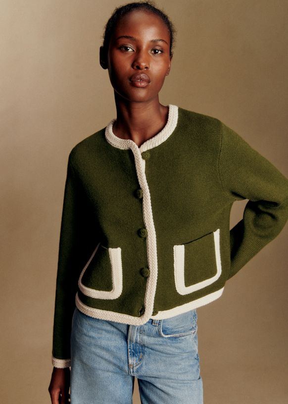 Auguste Jacket - Perfect Green/ Ecru - Merino Wool - S&amp;eacute;zane