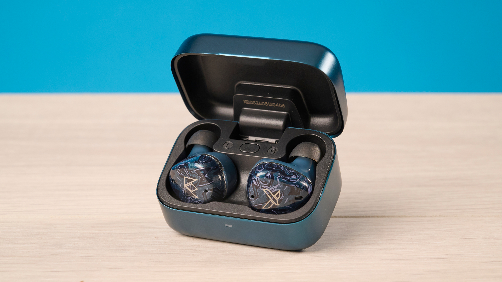 A pair of Noble Audio Osprey wireless earbuds