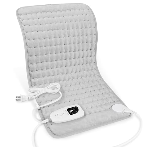 Heating Pad,electric Heating Pads for Back,neck,abdomen,moist Heating Pad for Shoulder,knee,arms,legs,dry/moist Heat &amp;amp; Auto Shut Off,birthday Gifts for Men and Women(light Gray, 24&#039;&#039;&amp;times;12&#039;&#039;)