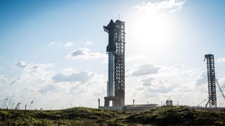 SpaceX's Starship Flight 5 rocket stacked atop Super Heavy for launch