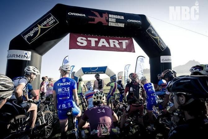 The start of the Mongolia Bike Challenge