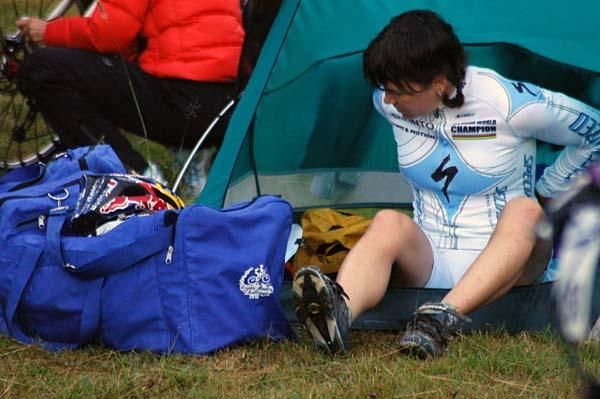 Rebecca Rusch gets ready for another day of racing at the Trans Andes.