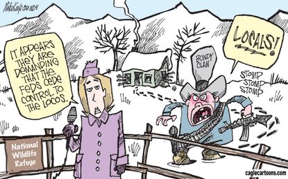 Editorial cartoon U.S. Bundy Militia Protest