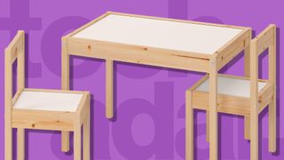 One of the best kids' desks against a purple TechRadar background
