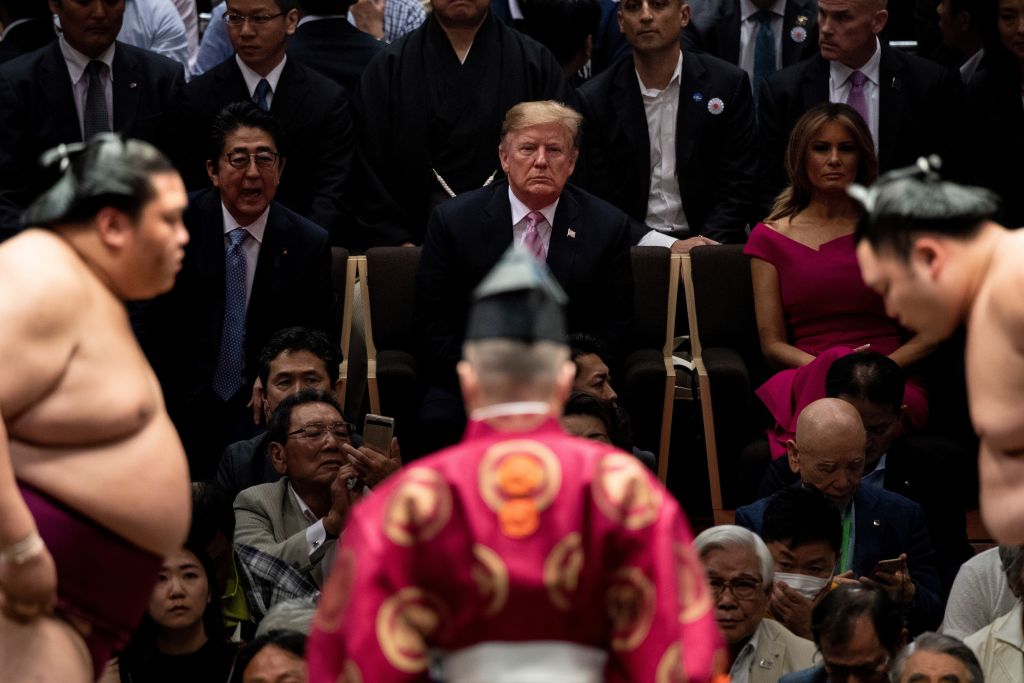 President Trump awards giant President's Cup trophy to sumo wrestling  champion - ABC News