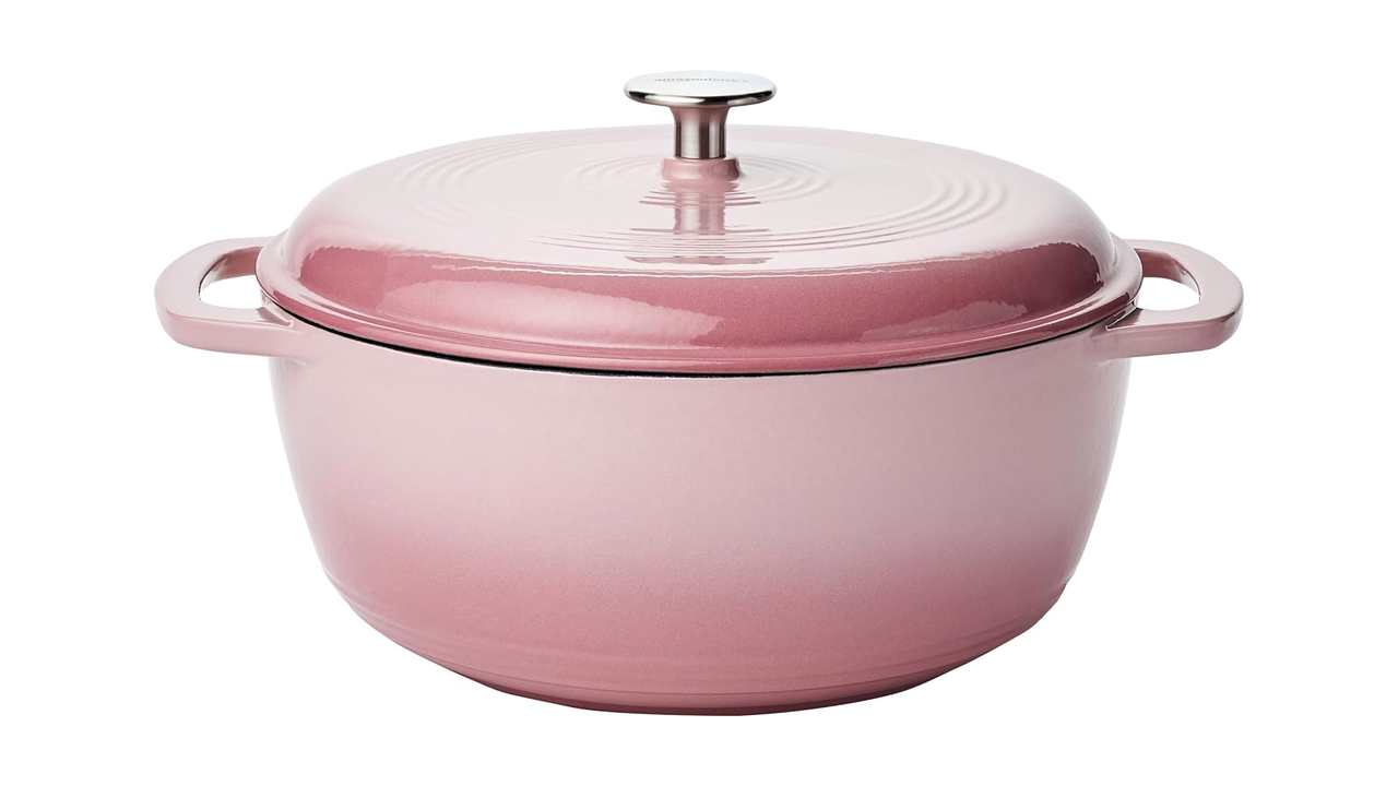 Amazon Basics Dutch oven in pink