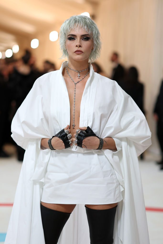 Cara Delevingne attends The 2023 Met Gala Celebrating "Karl Lagerfeld: A Line Of Beauty"