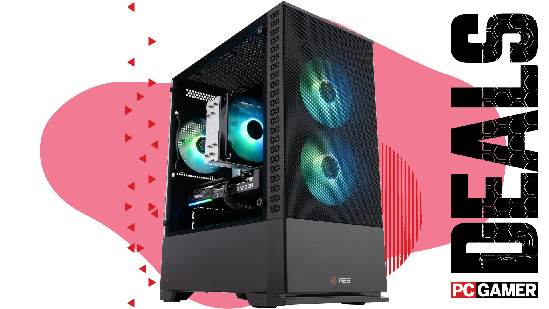 The ABS Cyclone Ruby prebuilt gaming PC floats in the funky PC G deal void.