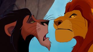 Mufasa confronts Scar in The Lion King