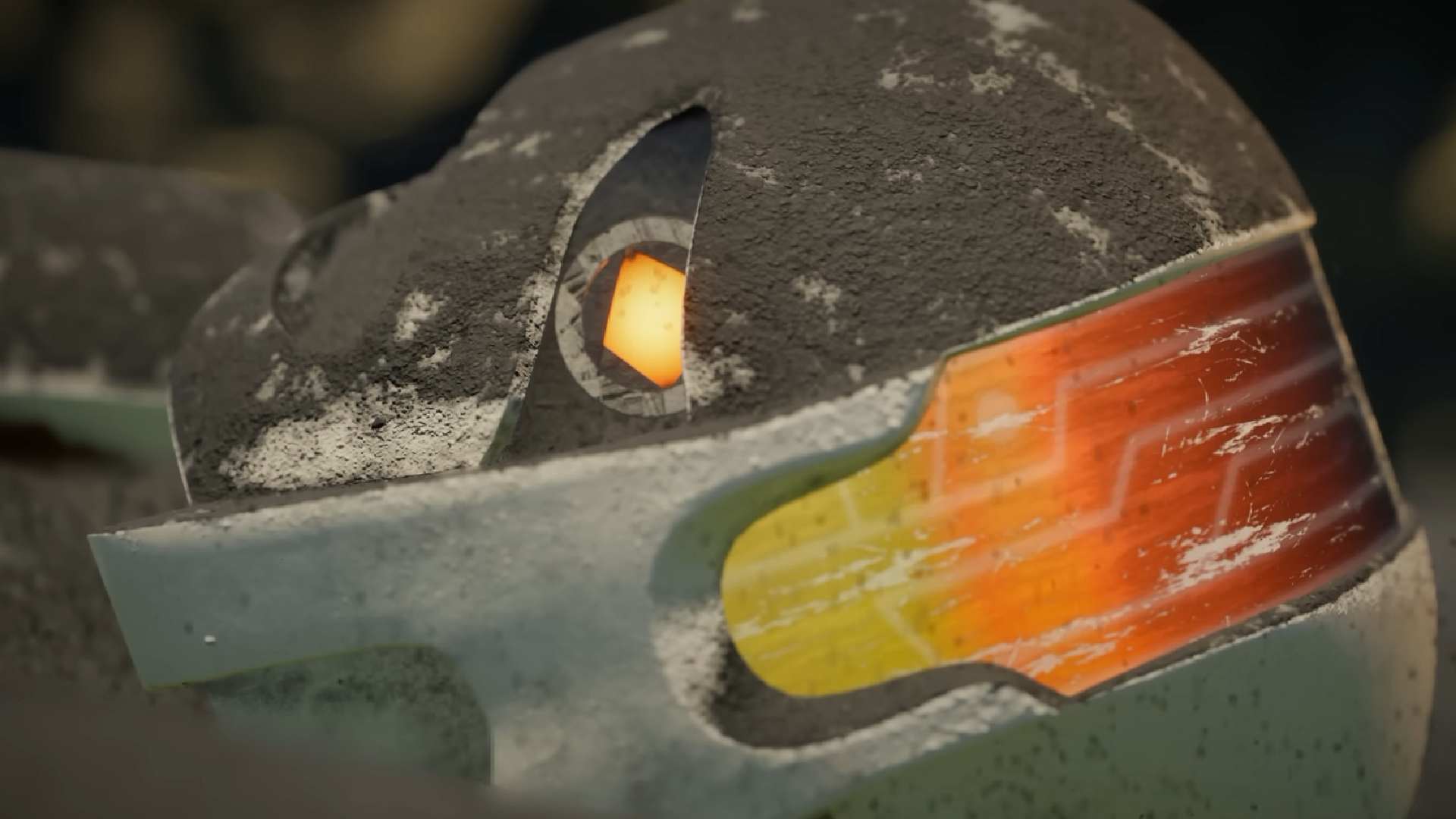 A robot rises out of the sand in Rustbound.