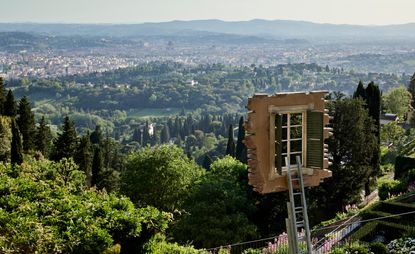 Leandro Erlich’s installation Viewing the World, on view at the Villa San Michele hotel, overlooking Florence