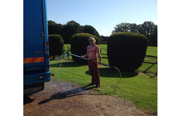 Dave cleaning the lorry