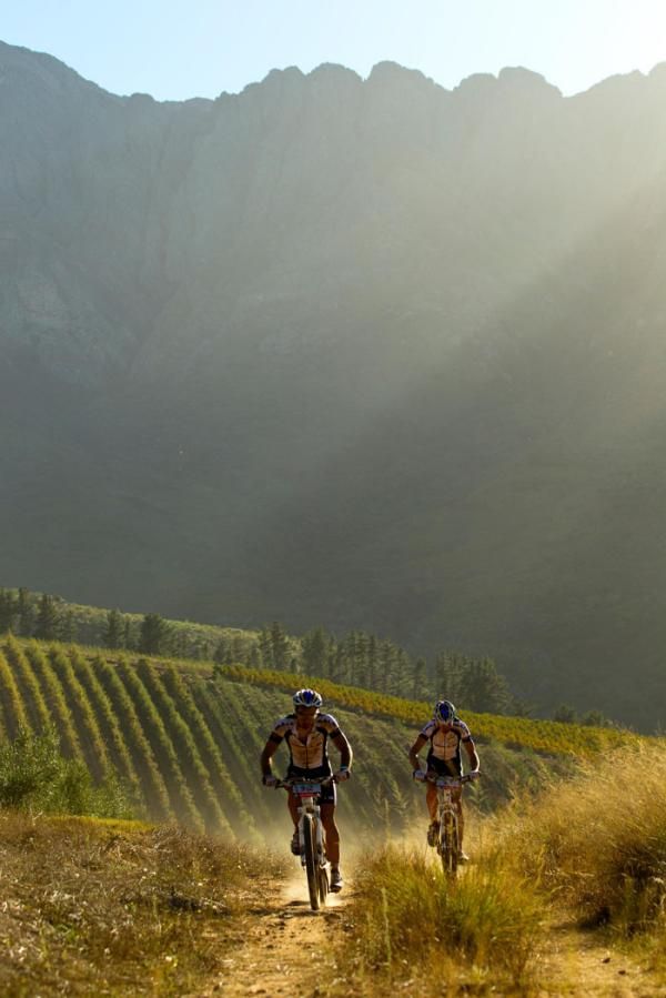 Thomas Dietschand Tim Boehme during stage 1 of the 2011 Absa Cape Epic Mountain Bike stage race held from Saronsberg Wine Estate in Tulbagh, South Africa on the 28 March 2011