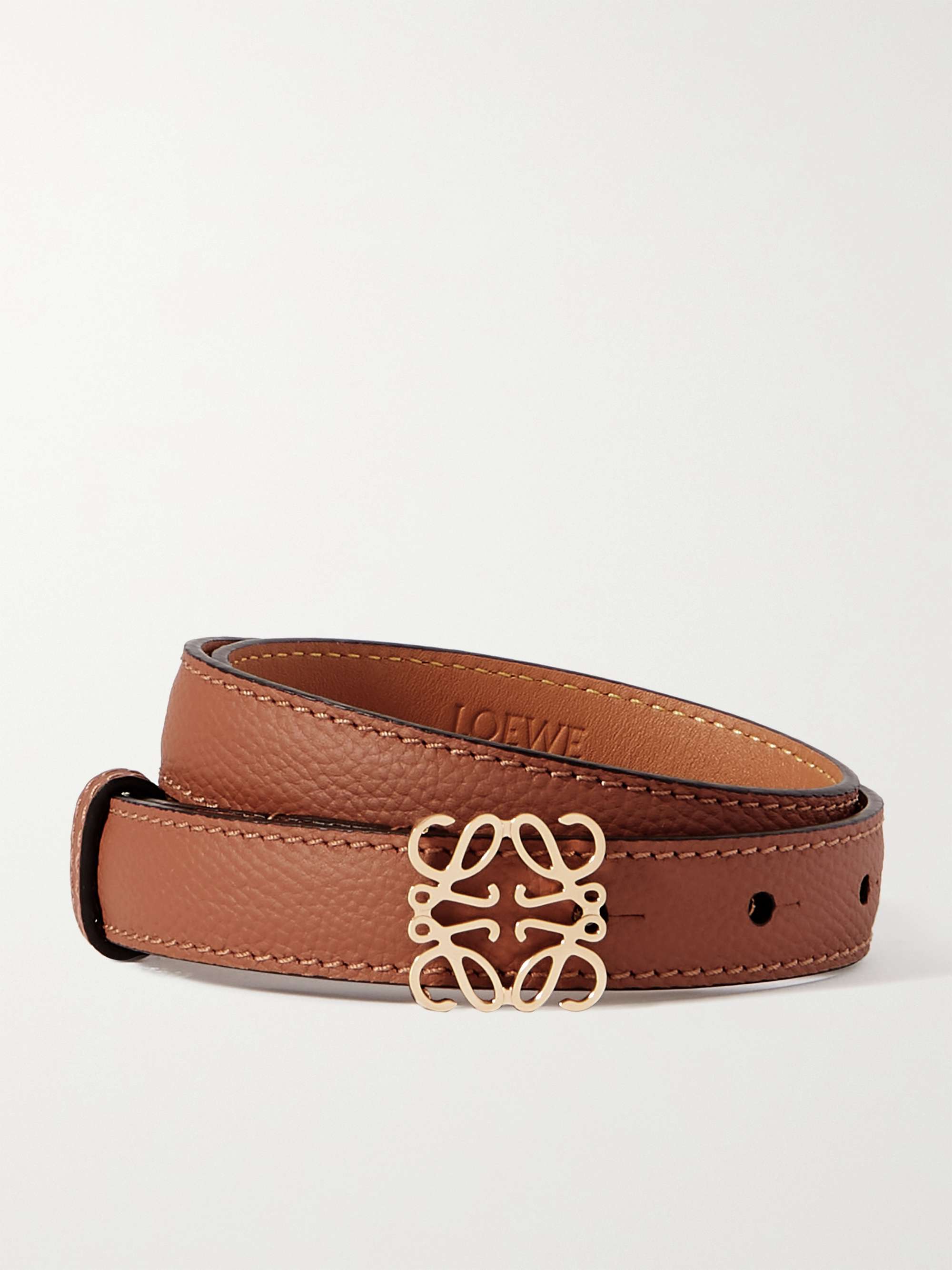 Anagram Textured-Leather Belt
