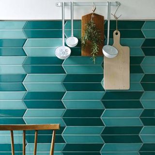 Two tone green futurism cappa wall tiles