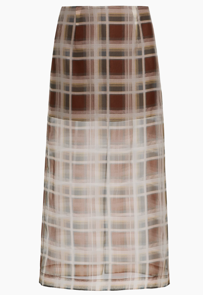 FRAME, Plaid Silk Organza Pencil Skirt