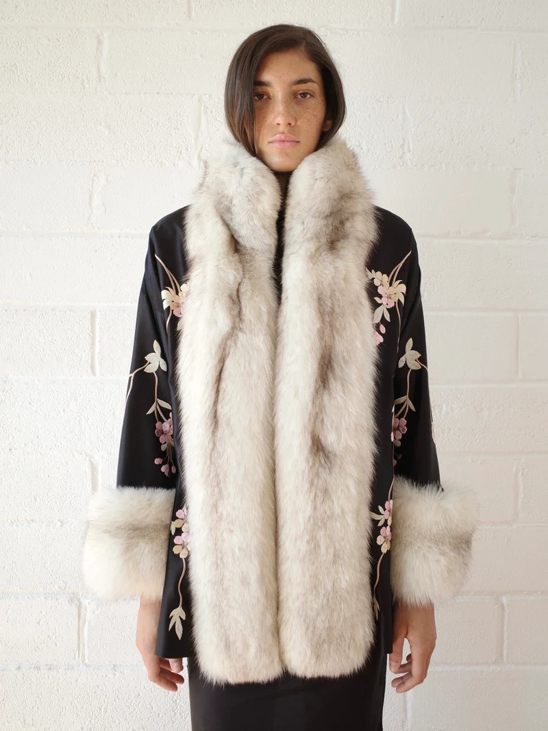 conner ives, The Demi Couture Reconstituted Vintage Fur and Silk Robe