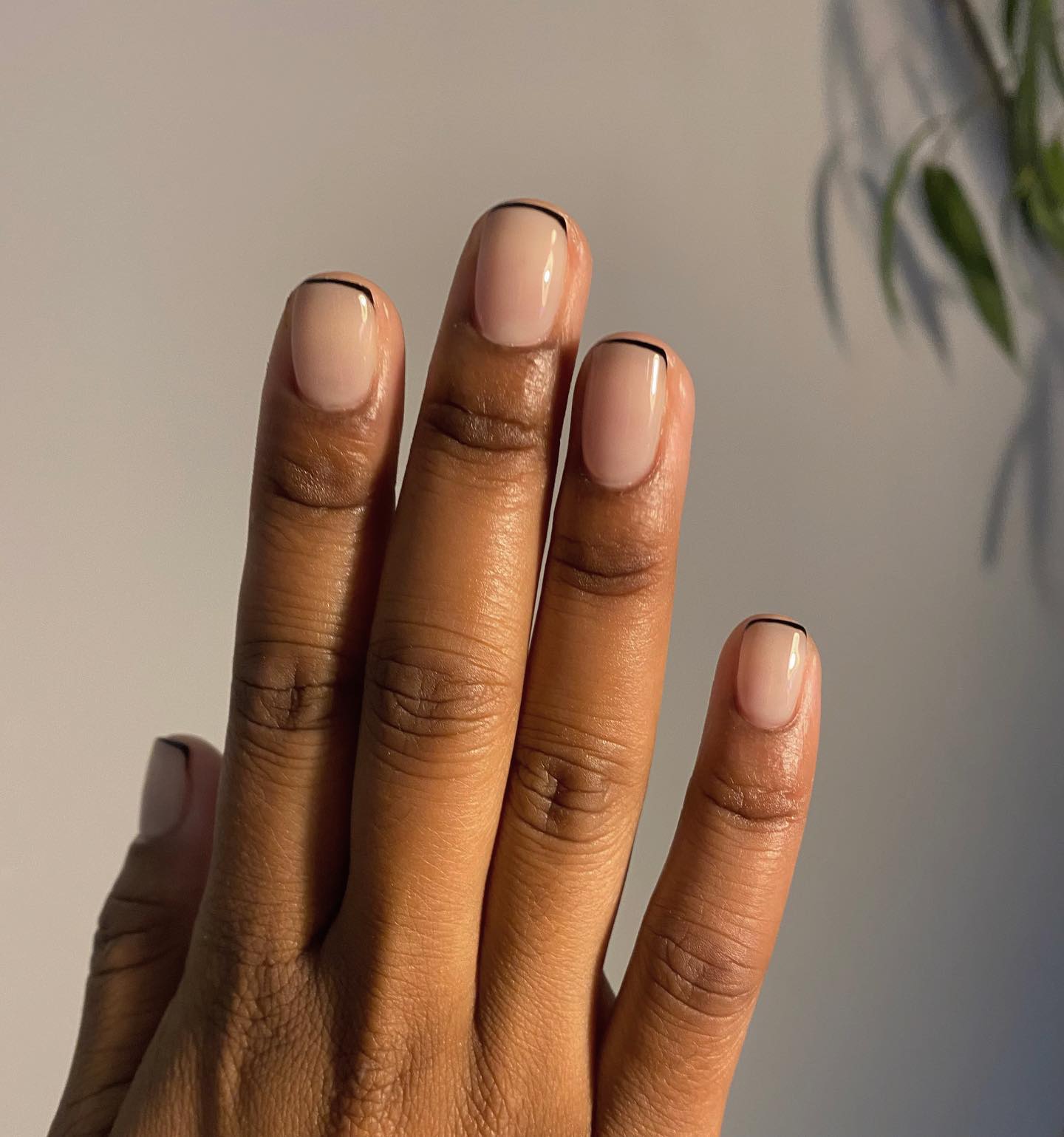 micro black French manicure