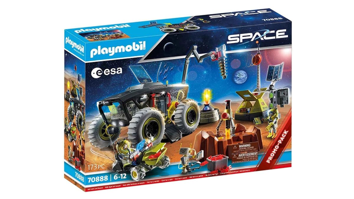 Producto de un set espacial de Playmobil colocado delante de un fondo blanco.