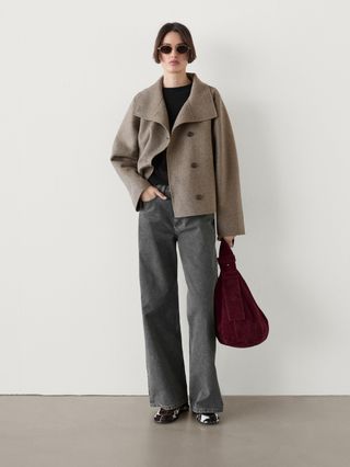 Massimo Dutti, Wool Blend High Neck Jacket