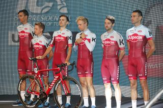 Team Katusha on stage in Turkey
