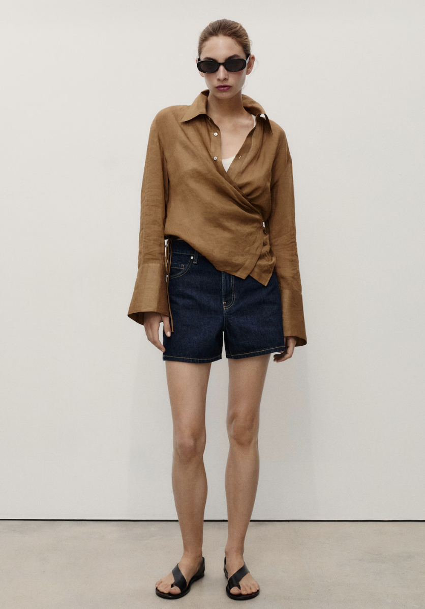 MANGO, High-Waisted Straight-Fit Denim Shorts - Women | Mango United Kingdom
