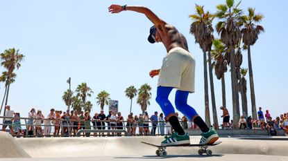 A skater is seen at Venice Beach in Los Angeles.