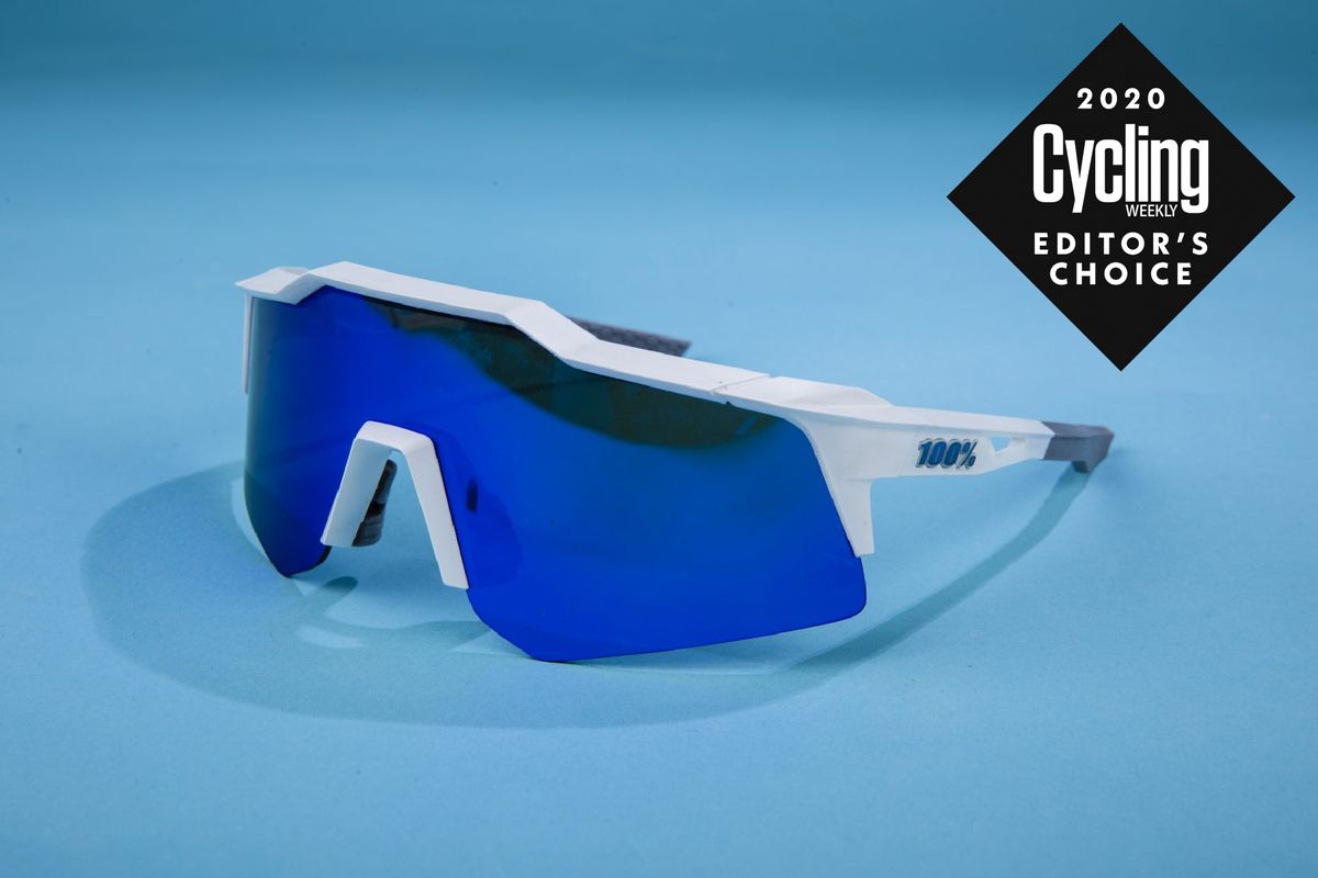 Occhiali da sole ciclismo 100% Speedcraft XS Matte White Blue Multilayer Mirror 