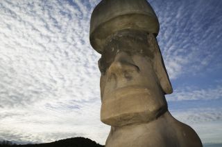 USA, Texas, Kerr County, half scale replica of one of the Moai Statues on Easter Island