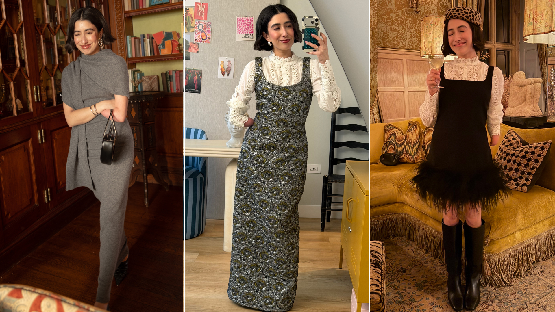 April Lockhart wearing winter dresses