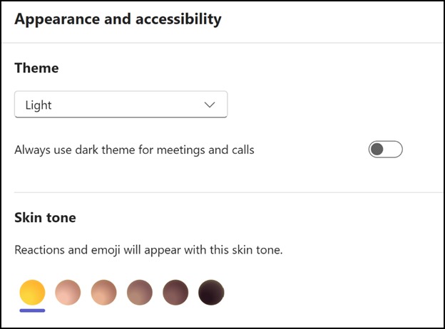 Select Microsoft Teams Emoji Skin Tone