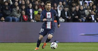 Lionel Messi of PSG during the Ligue 1 Uber Eats match between Paris and Rennes at Parc des Princes on March 19, 2023 in Paris, France.